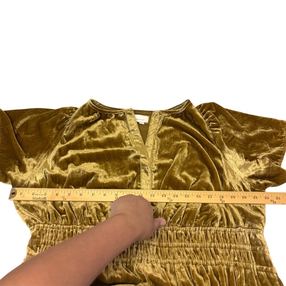 Anthropologie Somerset Velvet Edition Tiered Gold Maxi Dress Women’s 1X - Picture 13 of 15